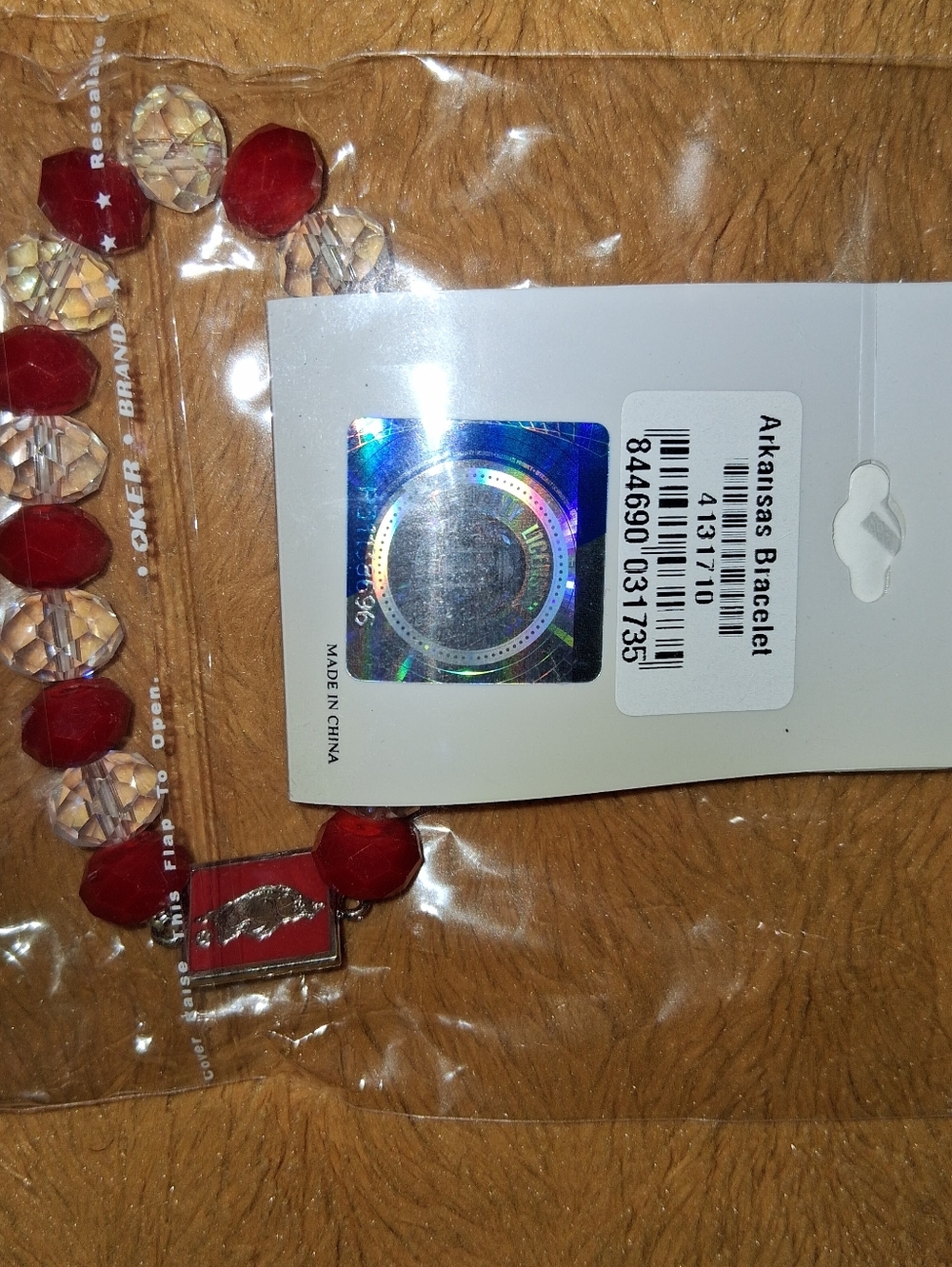 Sandol Arkansas Razorbacks Beaded Bracelet